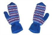 Blue patterned woollen mittens
